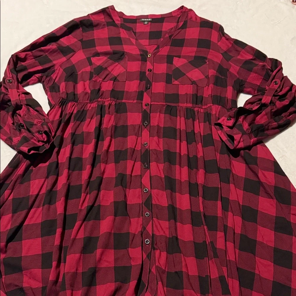 Torrid black/berry plaid dress - Picture 2 of 5